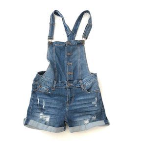 Enjean Overalls 30 Women's Blue Denim Pants Distressed Cuffed Stretch 30x2